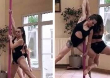 Une ancienne candidate de télé-réalité fait une démo de pole dance en string dans un Ehpad !