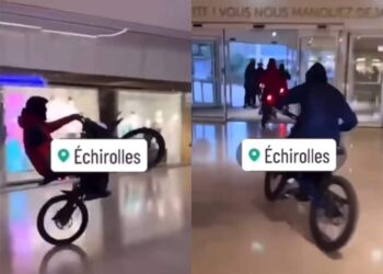 Rodéo urbain dans un centre commercial au milieu des clients : les images sont choquantes