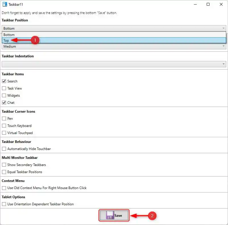 Déplacer la barre des tâches en haut de l'écran sous Windows 11