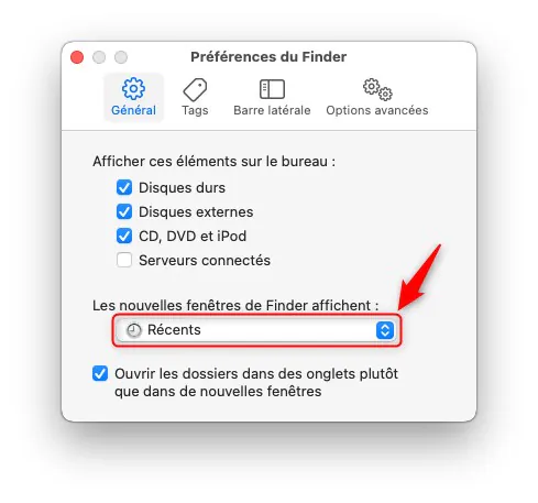 Modifier le dossier d'ouverture du Finder sur Mac