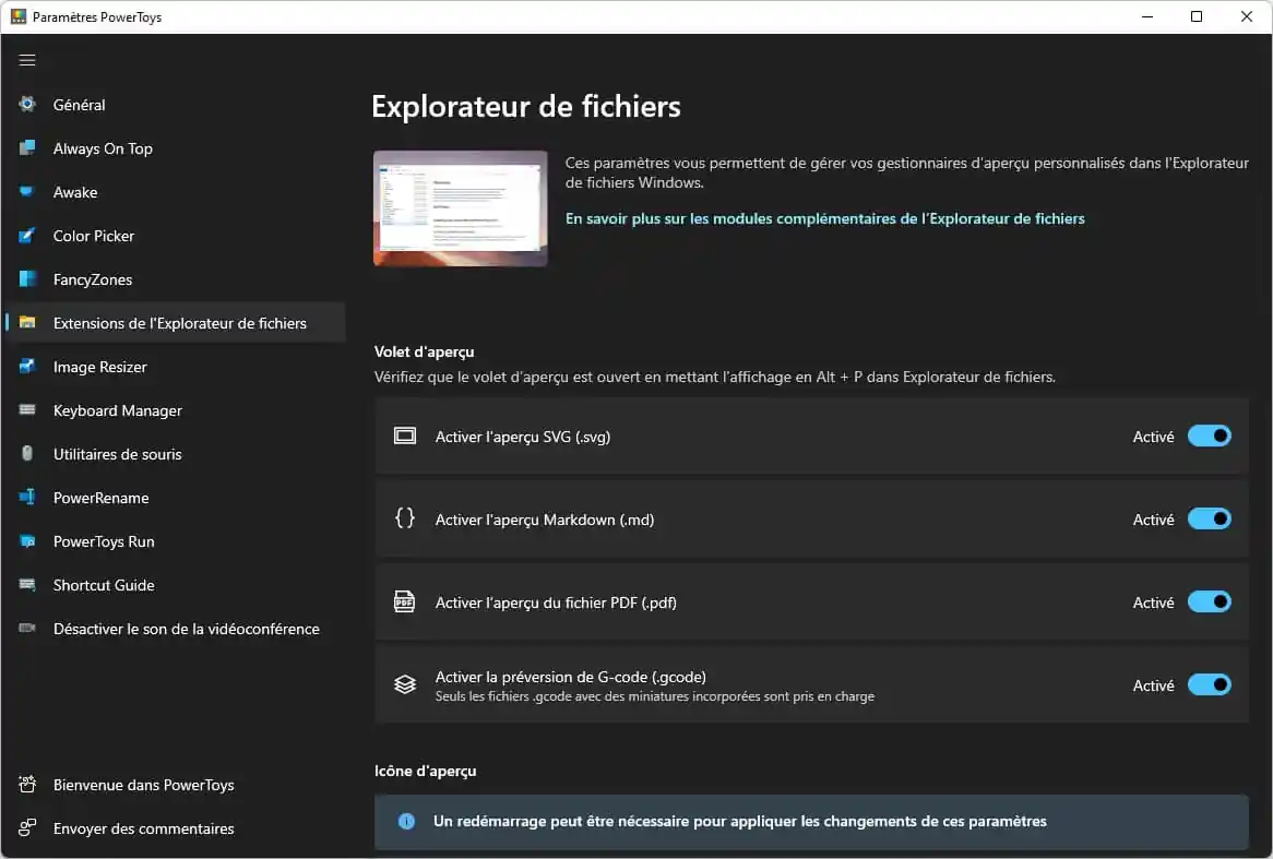 Extensions de l'Explorateur de fichiers