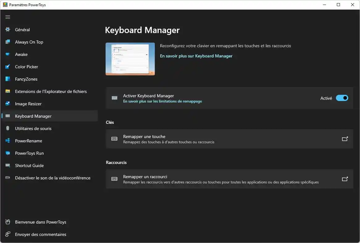 Gestionnaire de clavier : PowerToys Windows 11/10