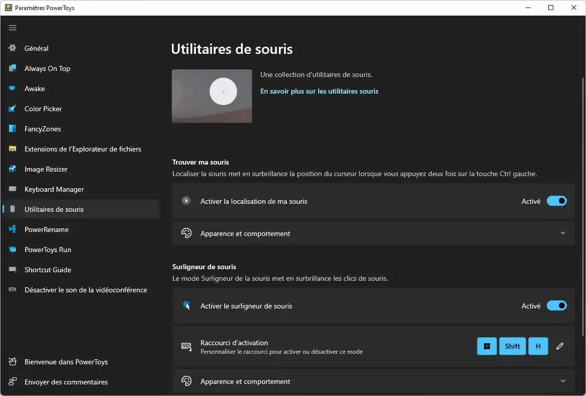 Utilitaires de souris