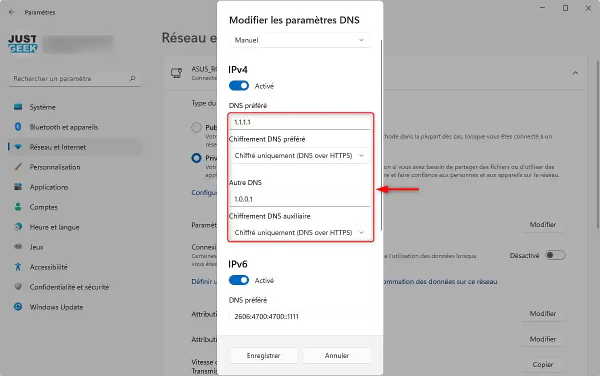 Activer le DNS sur HTTPS sous Windows 11 (IPv4)