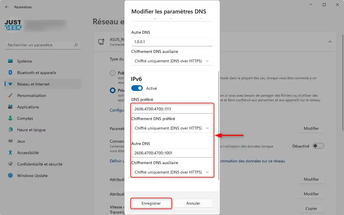 Activer le DNS sur HTTPS sous Windows 11 (IPv6)