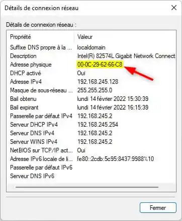 Trouver l'adresse MAC de sa carte réseau via le Panneau de configuration