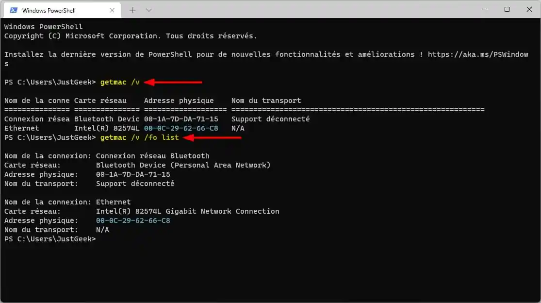 Trouver l'adresse MAC de votre carte réseau via le Terminal Windows