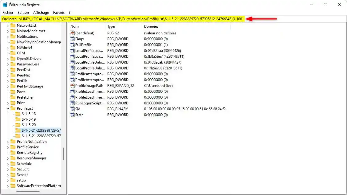 Windows 11: Modifier le nom du dossier de profil utilisateur