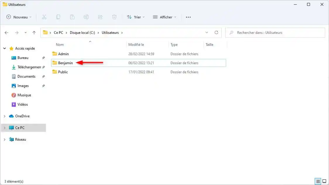 Windows 11: Modifier le nom du dossier de profil utilisateur