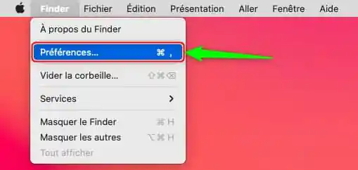 Préférences du Finder sur Mac
