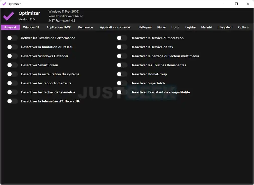Désactiver les fonctionnalités inutiles de Windows 11/10 avec Optimizer