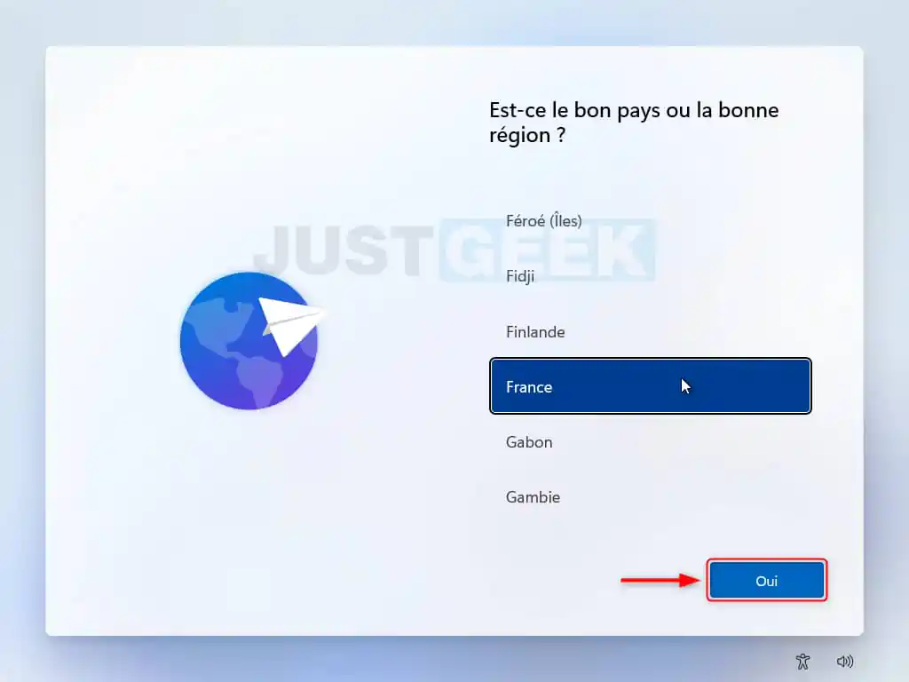 Région OOBE de Windows 11