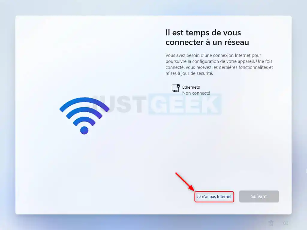 Je n'ai pas Internet OOBE Windows 11