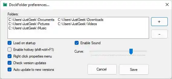 Préférences DockFolders