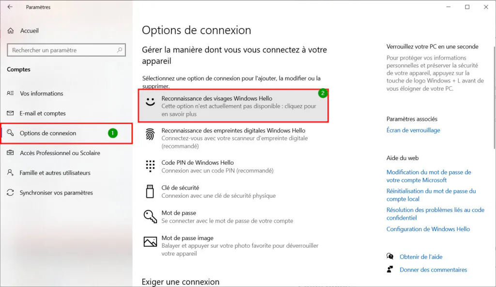Windows Hello - Reconnaissance faciale