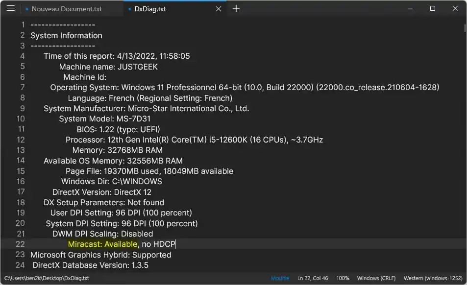 Vérifiez si votre PC est compatible Miracast