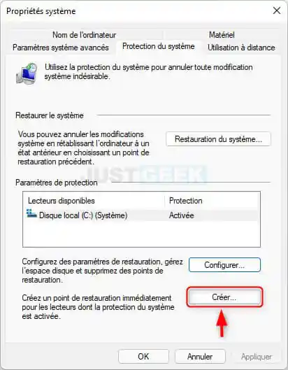 Sauvegarder le Registre Windows 11 à partir d’un point de restauration
