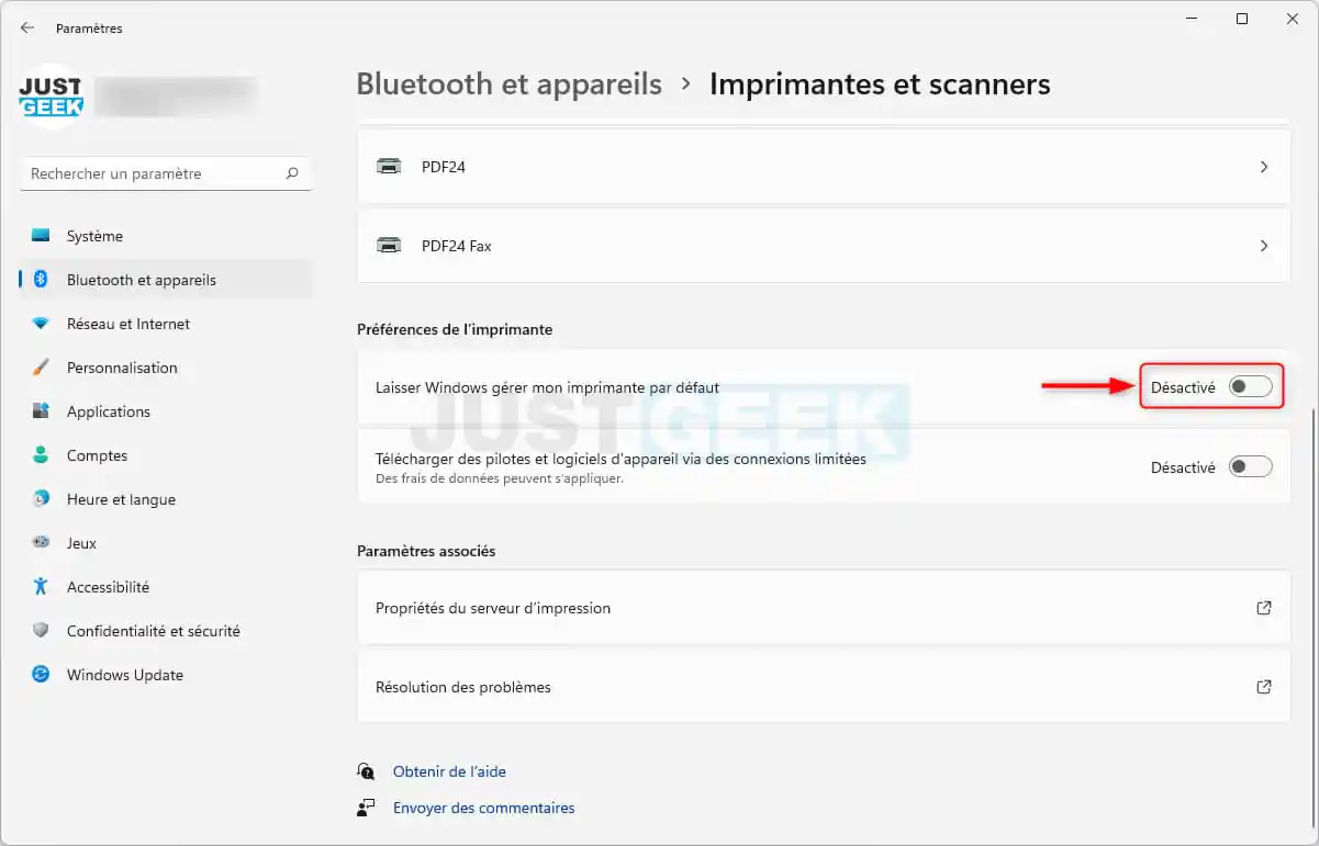 définir une imprimante par défaut
