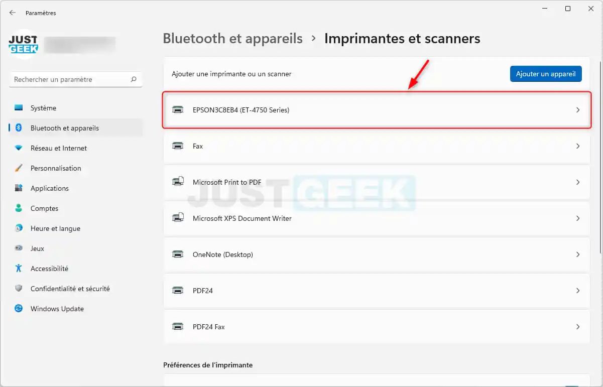 définir une imprimante par défaut