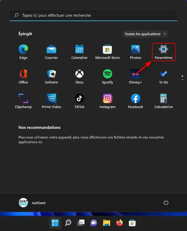 Paramètres Windows 11