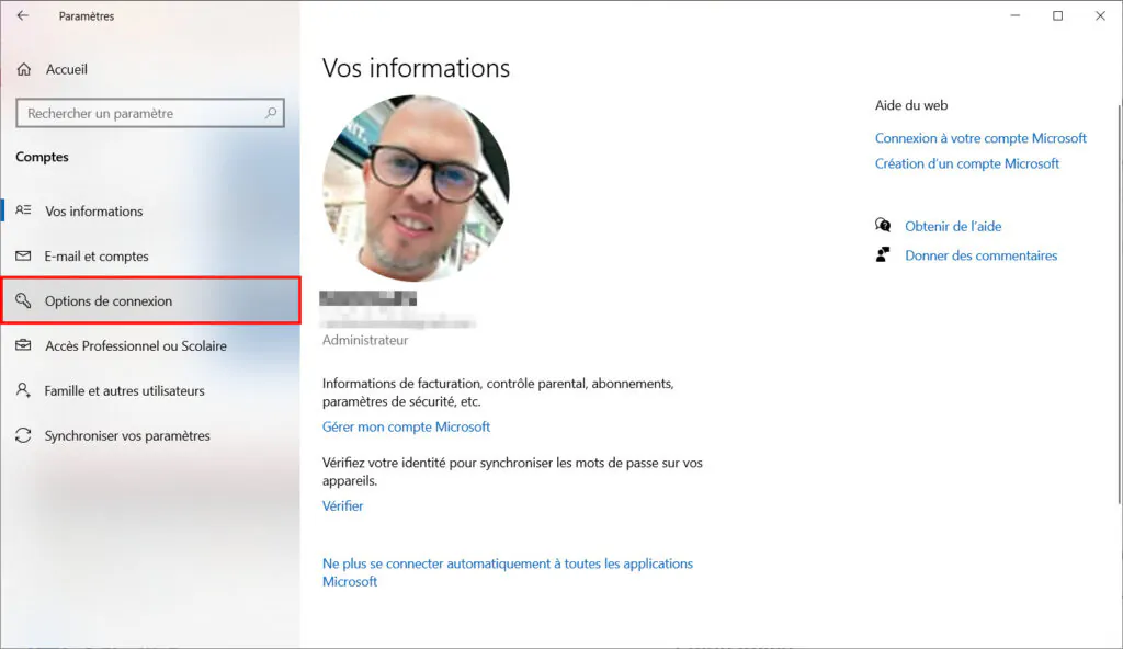 Windows Hello - Options de connexion