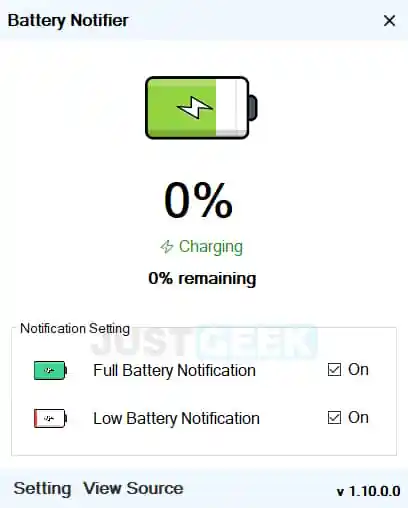Notificateur de batterie