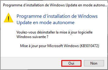 Désinstaller une mise à jour (cumulative) de qualité sur Windows 10