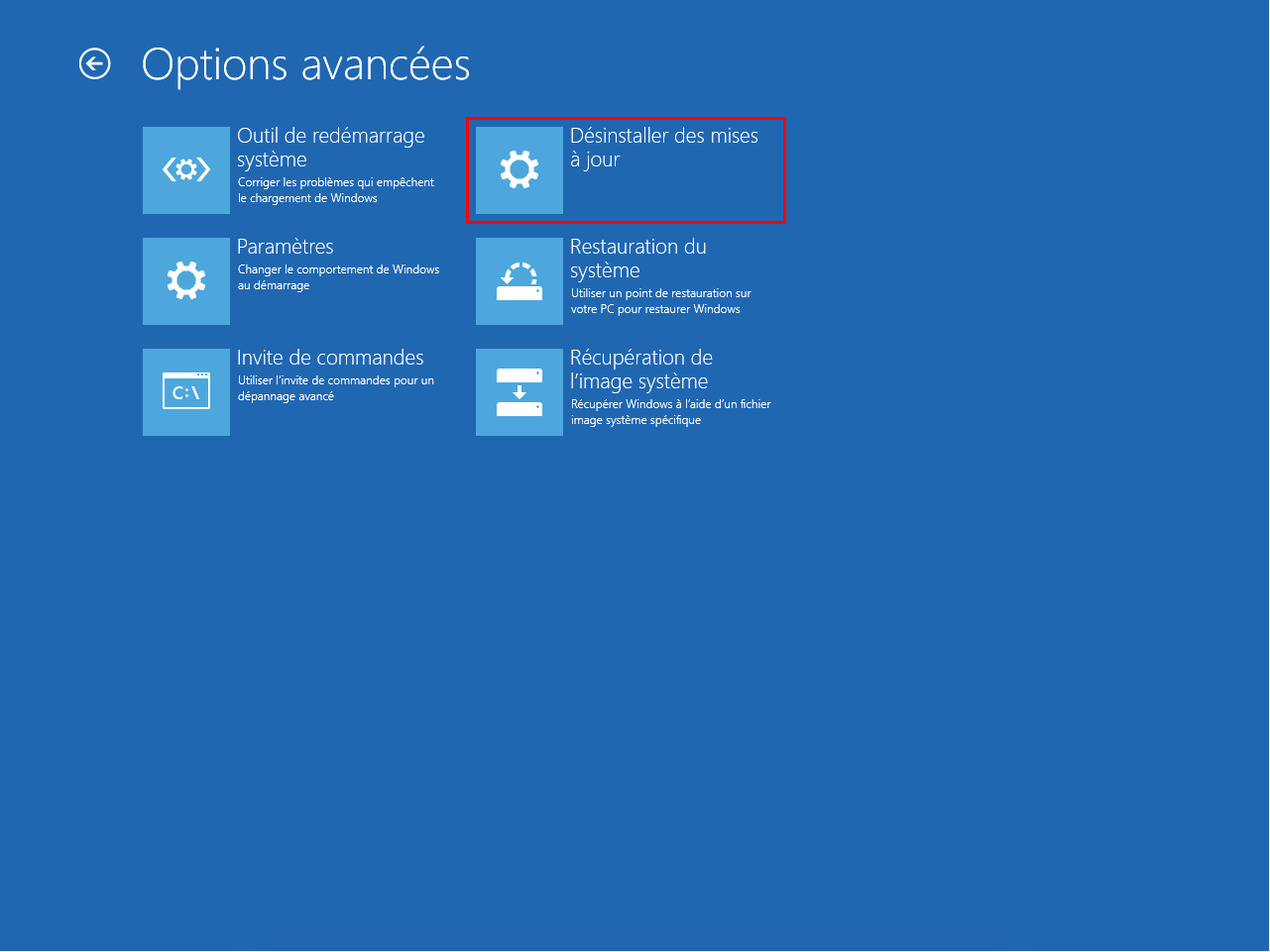 Désinstaller une mise à jour (cumulative) de qualité sur Windows 10