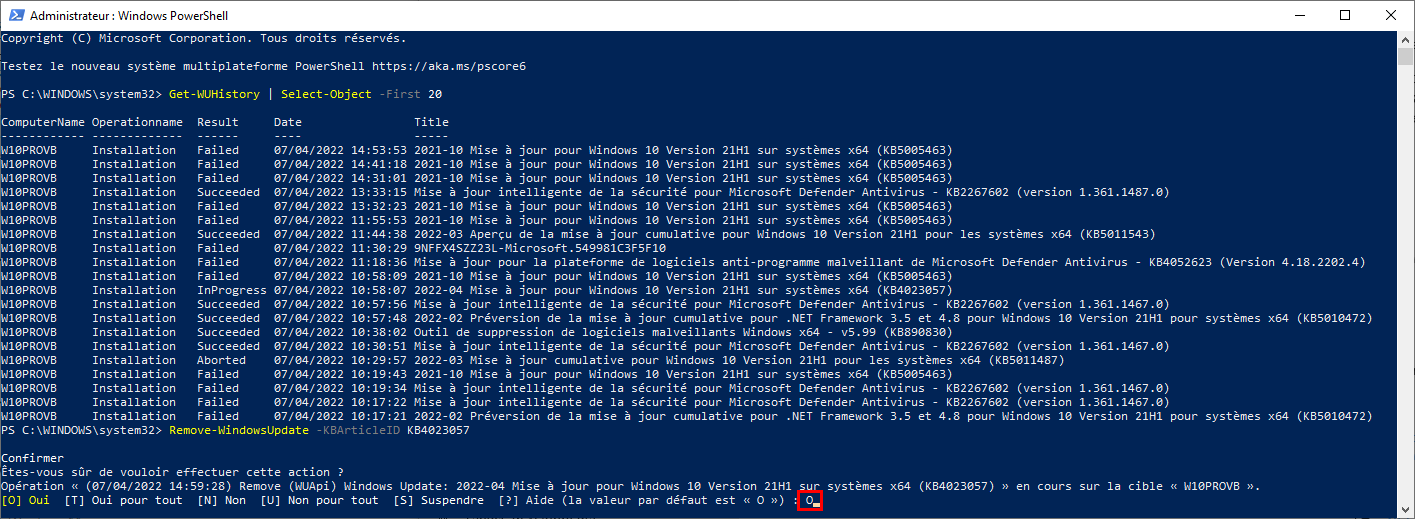 Désinstaller une mise à jour (cumulative) de qualité sur Windows 10