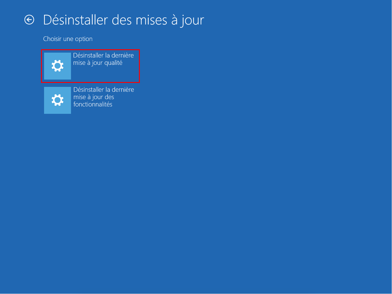 Désinstaller une mise à jour (cumulative) de qualité sur Windows 10