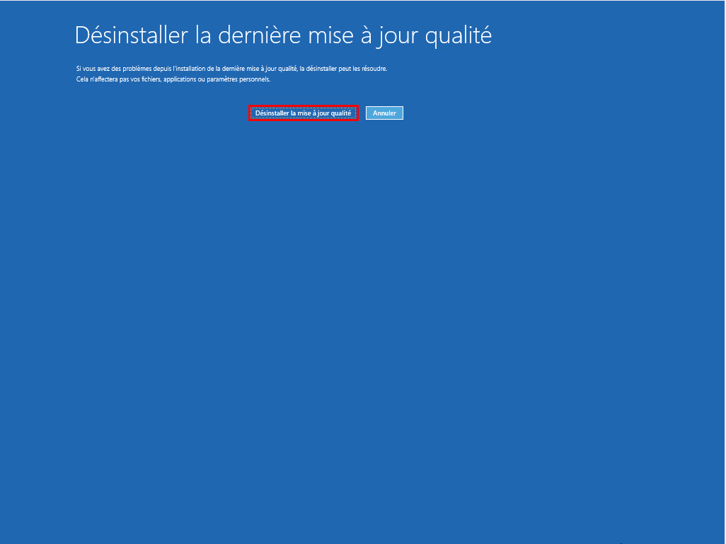Désinstaller une mise à jour (cumulative) de qualité sur Windows 10