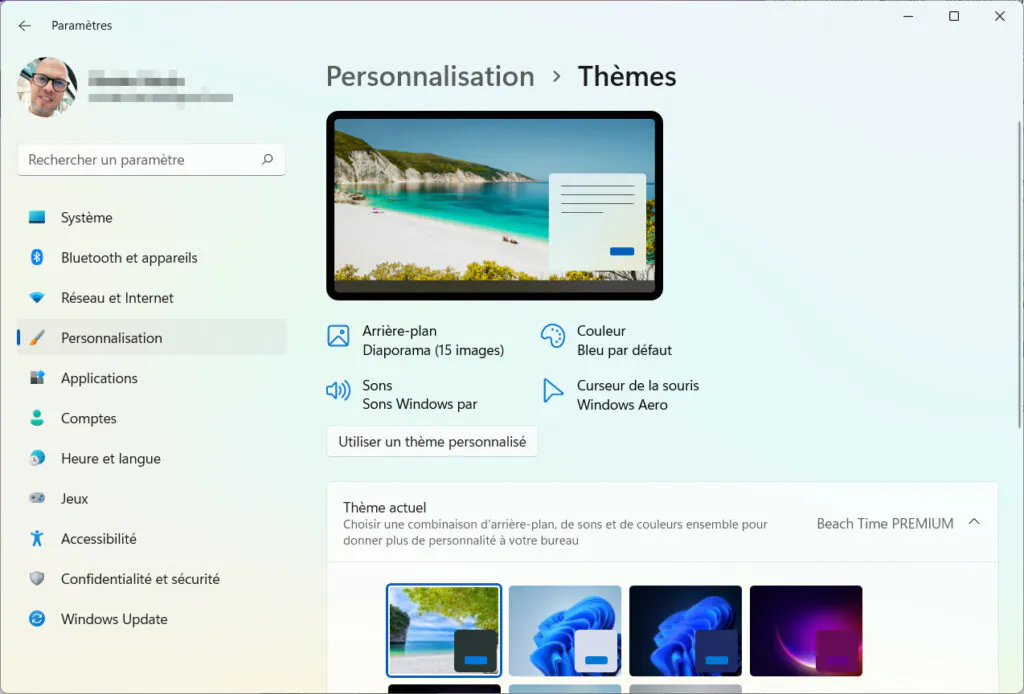 Thème d'installation Windows 11 - Thèmes de personnalisation