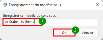 Windows 11 Personnaliser thème - Nommer modèle son et enregistrer