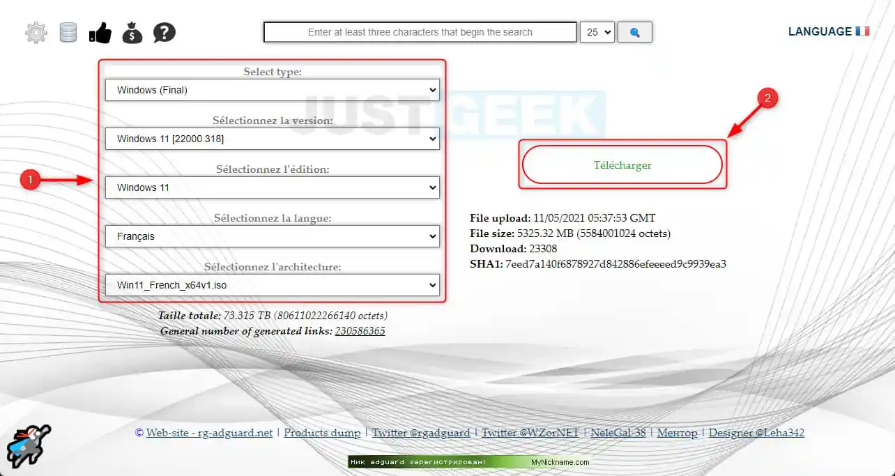 Télécharger Windows 11 ISO sur Tech Bench WZT