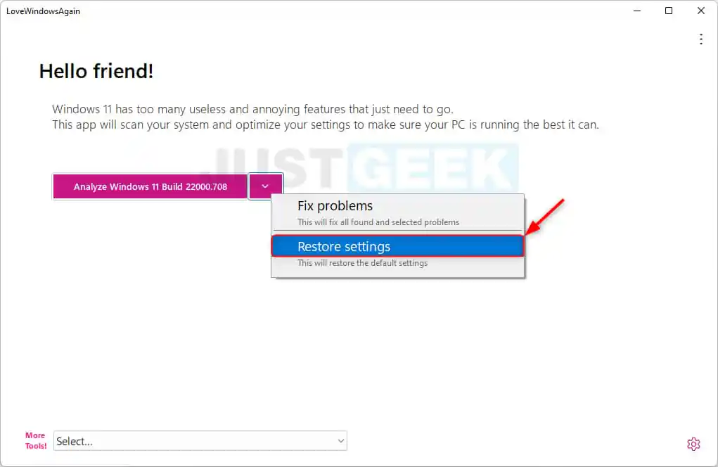 Restaurer les paramètres par défaut de Windows 11