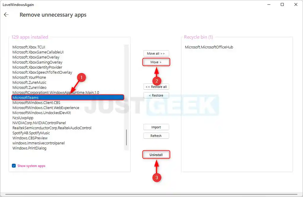 Désinstaller les applications préinstallées de Windows 11