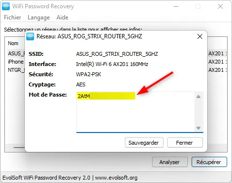 Récupérer le mot de passe WiFi d'un réseau avec WiFi Password Recovery