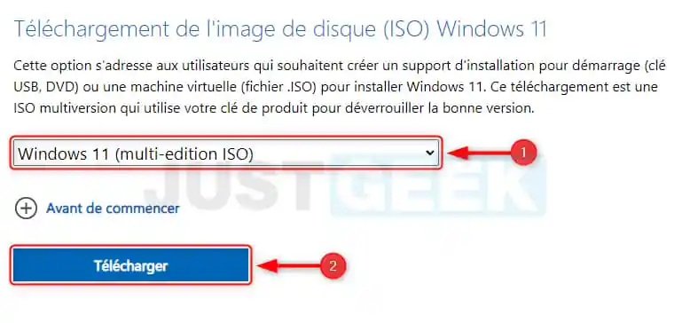 Téléchargement de l'image disque Windows 11 (ISO)