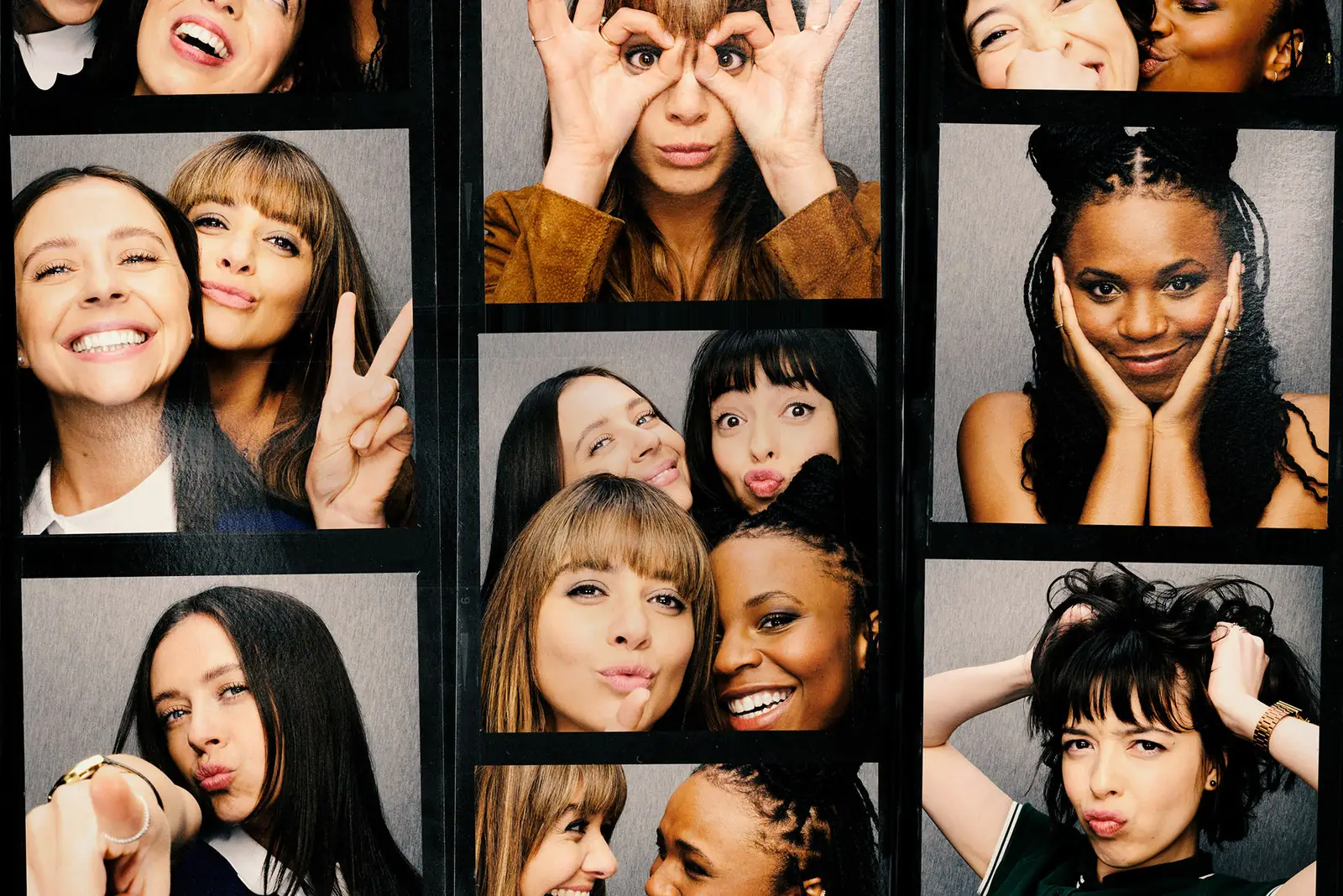 L'image peut contenir une personne humaine Publicité Collage Poster Bel Powley Face and Photo Booth