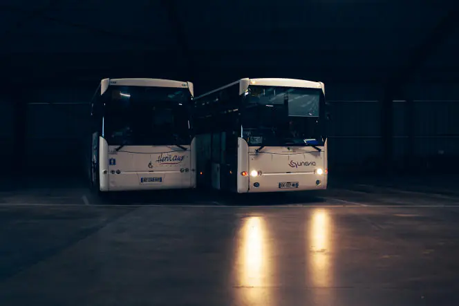 Dépôt de la société de transport Linévia, à Missiriac (Morbihan), le 9 juin 2022.