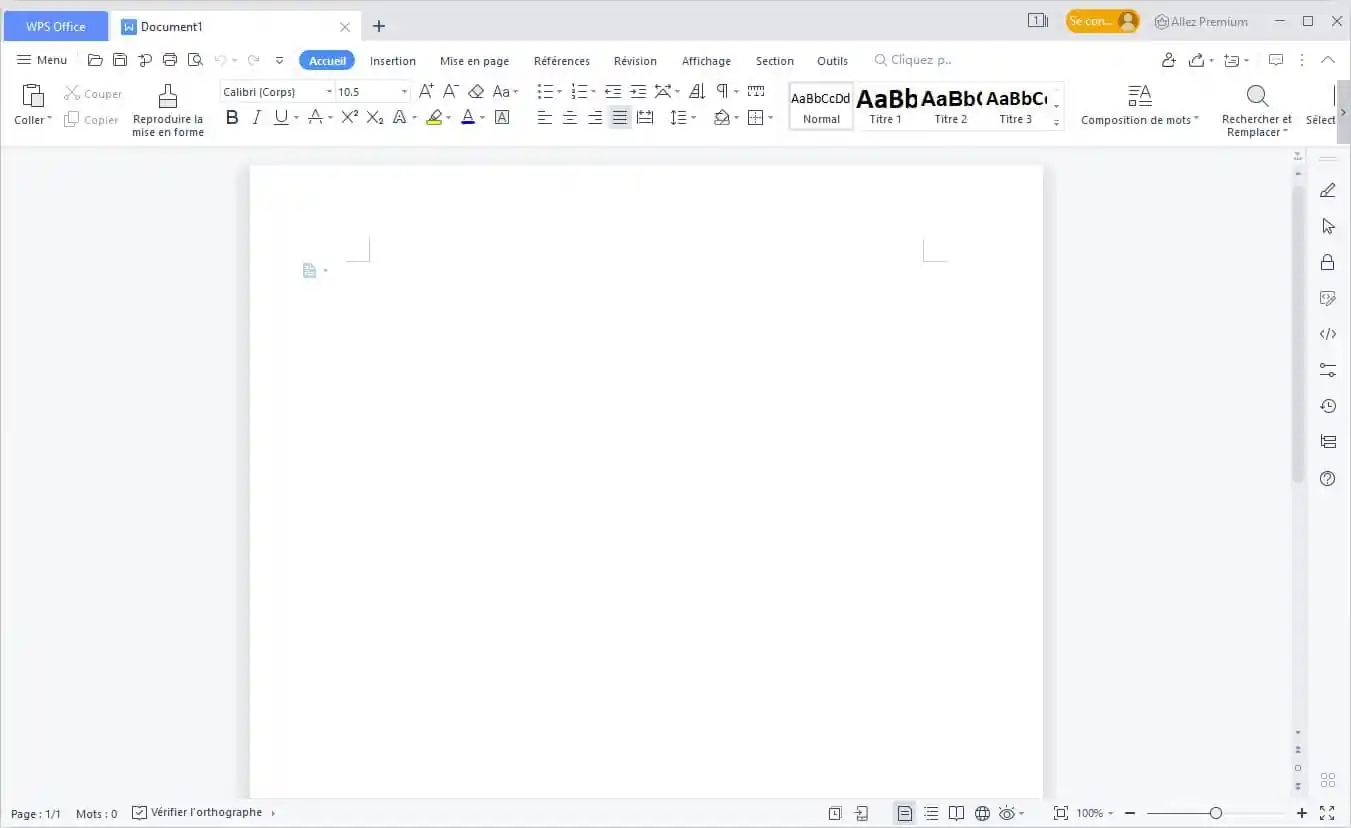 Document de bureau WPS