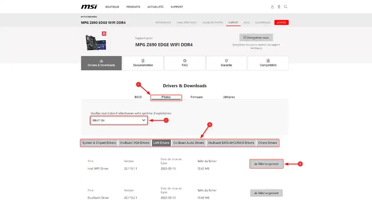 Téléchargez les pilotes depuis le site officiel du fabricant