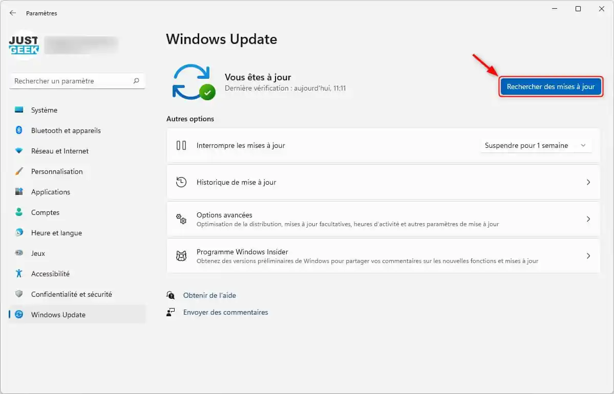 Mettre à jour les pilotes sur Windows 11