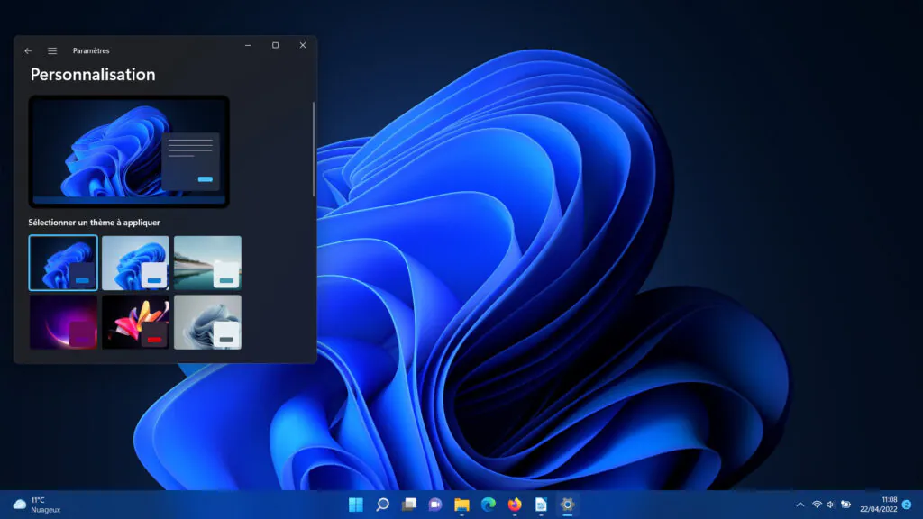 Thème de changement de Windows 11 - Windows sombre