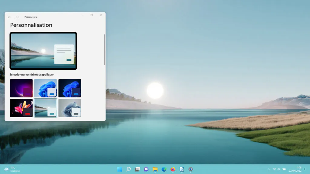 Thème de changement de Windows 11 - Sunrise