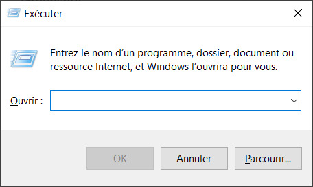Menu Démarrer de Windows 10 - Exécuter la commande