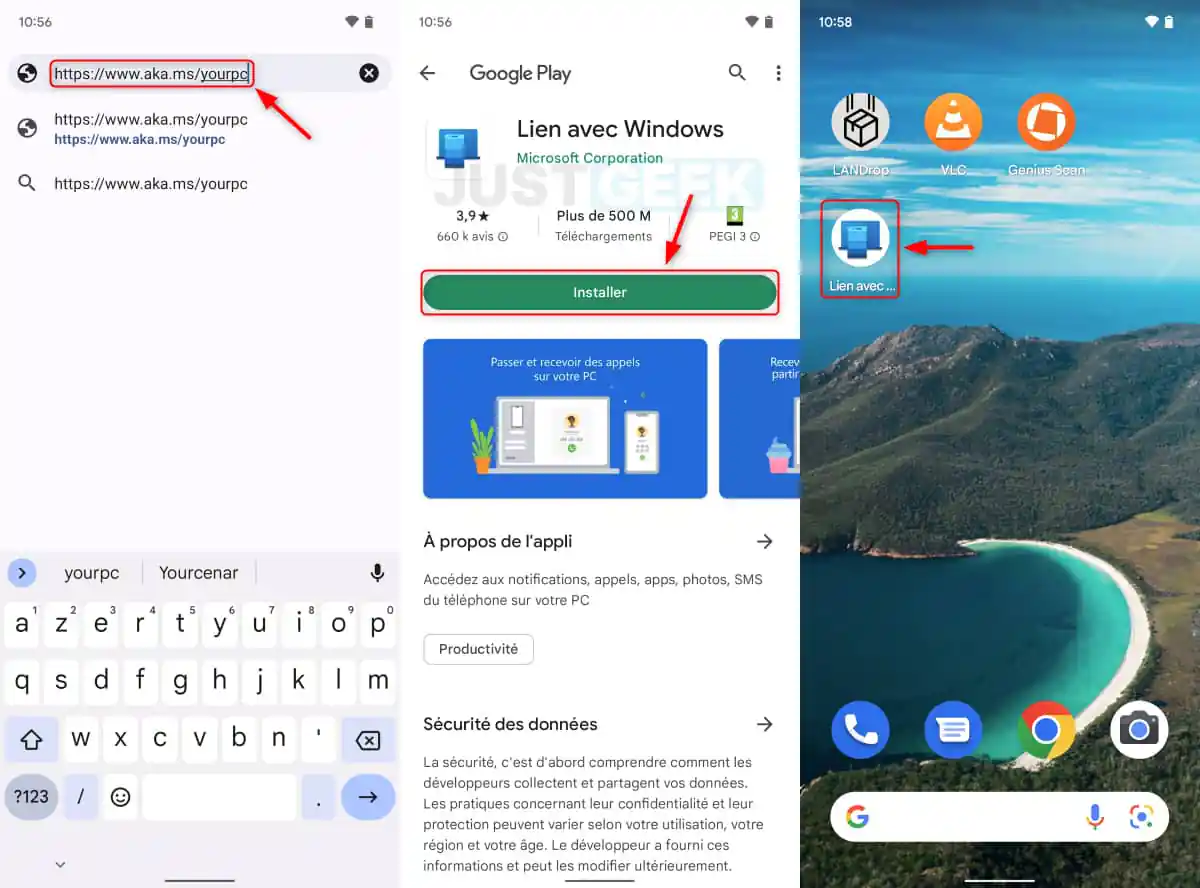 Installez l'application Link to Windows sur votre smartphone Android
