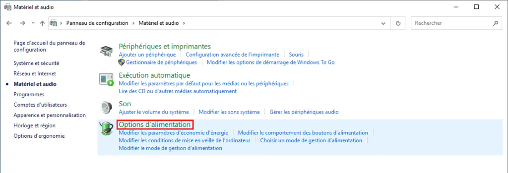 Activer l'hibernation de Windows
