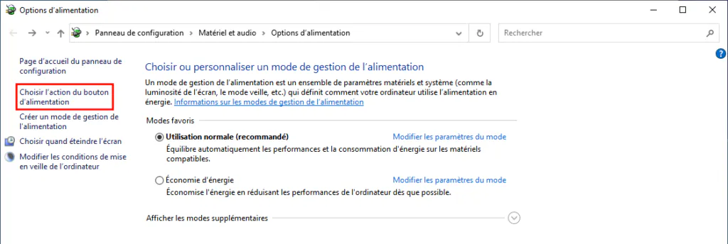 Activer l'hibernation de Windows