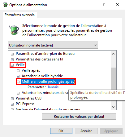 Activer l'hibernation de Windows